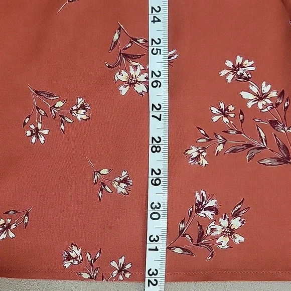 Wild Fable Burnt Orange V-Neck Bishop Sleeve Dress Size Medium NWT - Picture 9 of 9